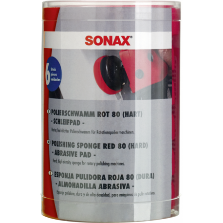 SONAX Profiline Σφουγγάρι Γυαλίσματος Κόκκινο σκληρό 80mm σετ 6 τεμ