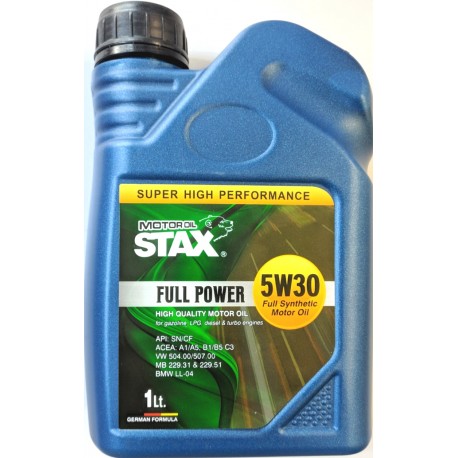 5W-30 FULL POWER SYNTHETIC MOTOR OIL Συσκ.1-Lt (STAX OIL)