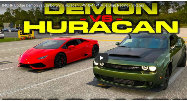 Dodge Demon Εναντίον Lamborghini Huracan! Ποιο θα κερδίσει;