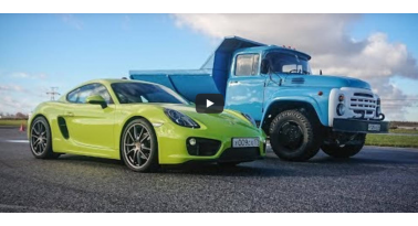 Δείτε ένα παλιό Ρωσικό φορτηγό να κερδίζει μια Porsche Cayman!